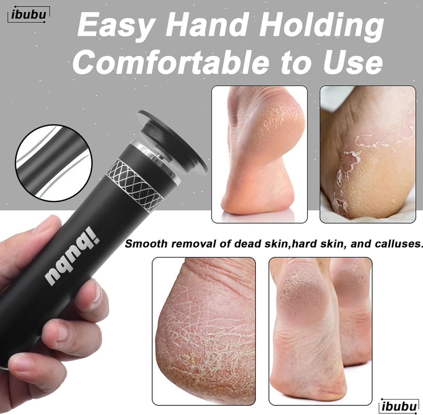 Upgrade Electric Feet Callus Remover Professional Powerful Foot File Pedicure Grinder Sanders 24V Power 1200RPM Speed Adjustable for Dead Dry Crack Skin Calluses (Black)