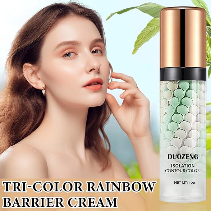 1 Pcs One Step Color Corrector,Natural Isolation Cream,Face Primer Makeup Tricolor Moisturizer,Oil Control & Moisturizing Skin Tone Correcting Primer Concealer Foundation Set B