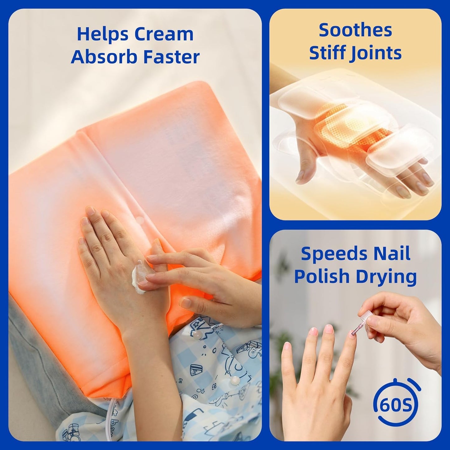 Electric Hand Warmer, Heated Beauty Mitts, 3-Temp Levels & Timer, Digital Display, 7x10 Heated Glove for Arthritis Hand Deep Moisturizing, Heating Pad for Hands, Spa & Home Use