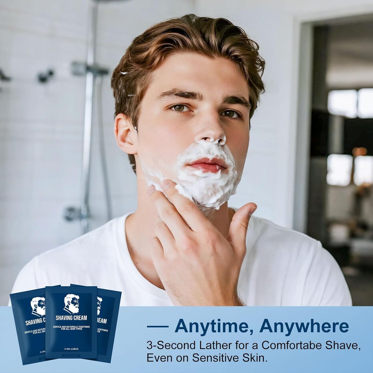 Shaving Cream Bulk Travel,8ml/0.28 oz Travel Shave Cream Disposable Shaving Cream in Bulk for Hotel Homeless （Jasmine，pack of 50)