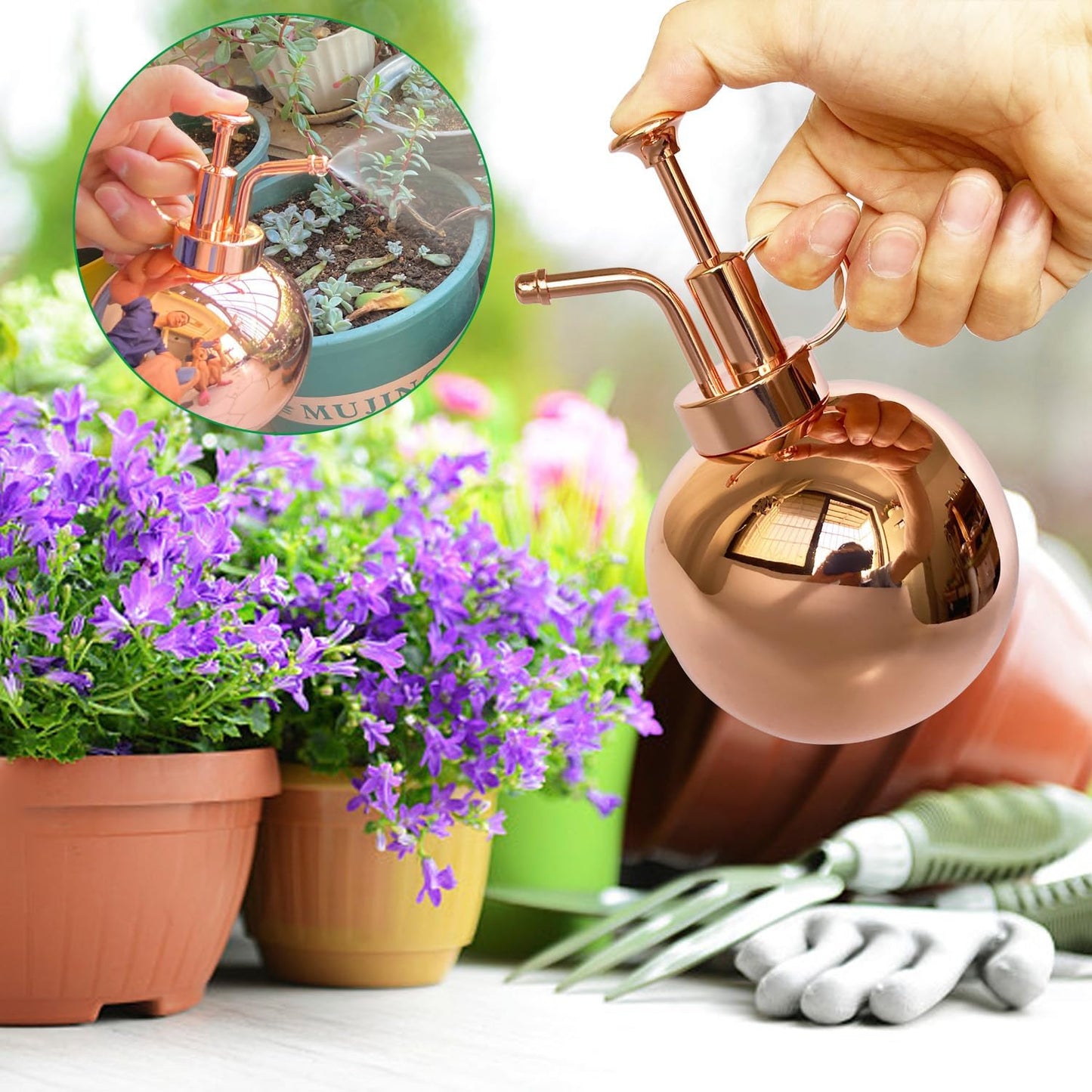 Stainless Steel Plant Sprayer, Small Watering Can Plant Misting Bottle, Modern Gardening Tools for Indoor Potted Plants Watering and Misting