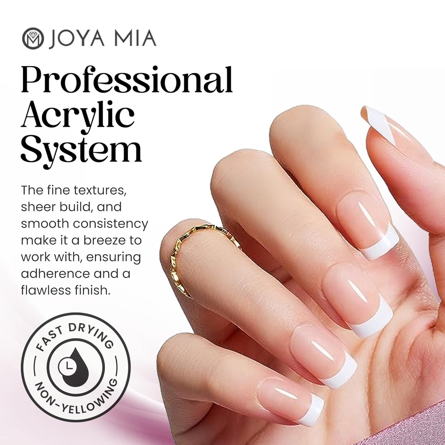 Joya Mia Acrylic Powder for Nails, MMA-Free, Super Adhesion Professional Powder for Flawless & Long-Lasting Nail Enhancements, Easy Application, Vibrant & Stunning Colors - Topaz Pink, 32 oz