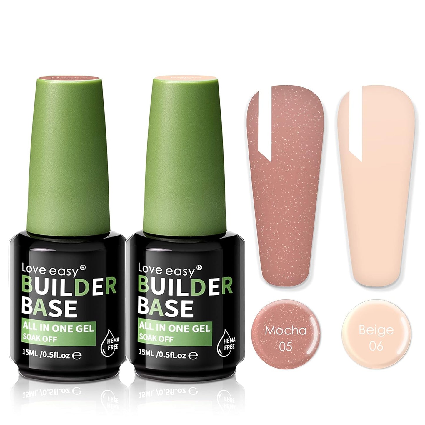 Salon-Grade Builder Gel (Beige + Mocha) - Hypoallergenic Strong Base Coat | Long-Lasting Adhesion (30+ Days) for Professional Nails Gift for Women