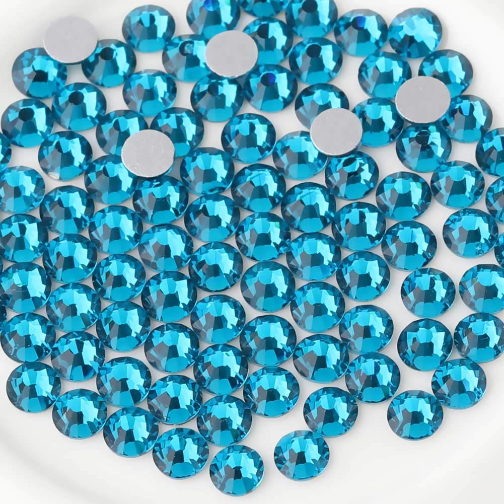 beadsland Flat Back Crystal Rhinestones Round Gems, Indicolite (4.6-4.8mm) SS20/1440pcs