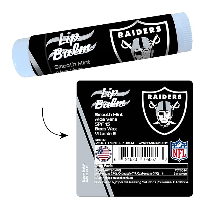 FANMATS 34683 Las Vegas Raiders Smooth Mint SPF 15 Lip Balm