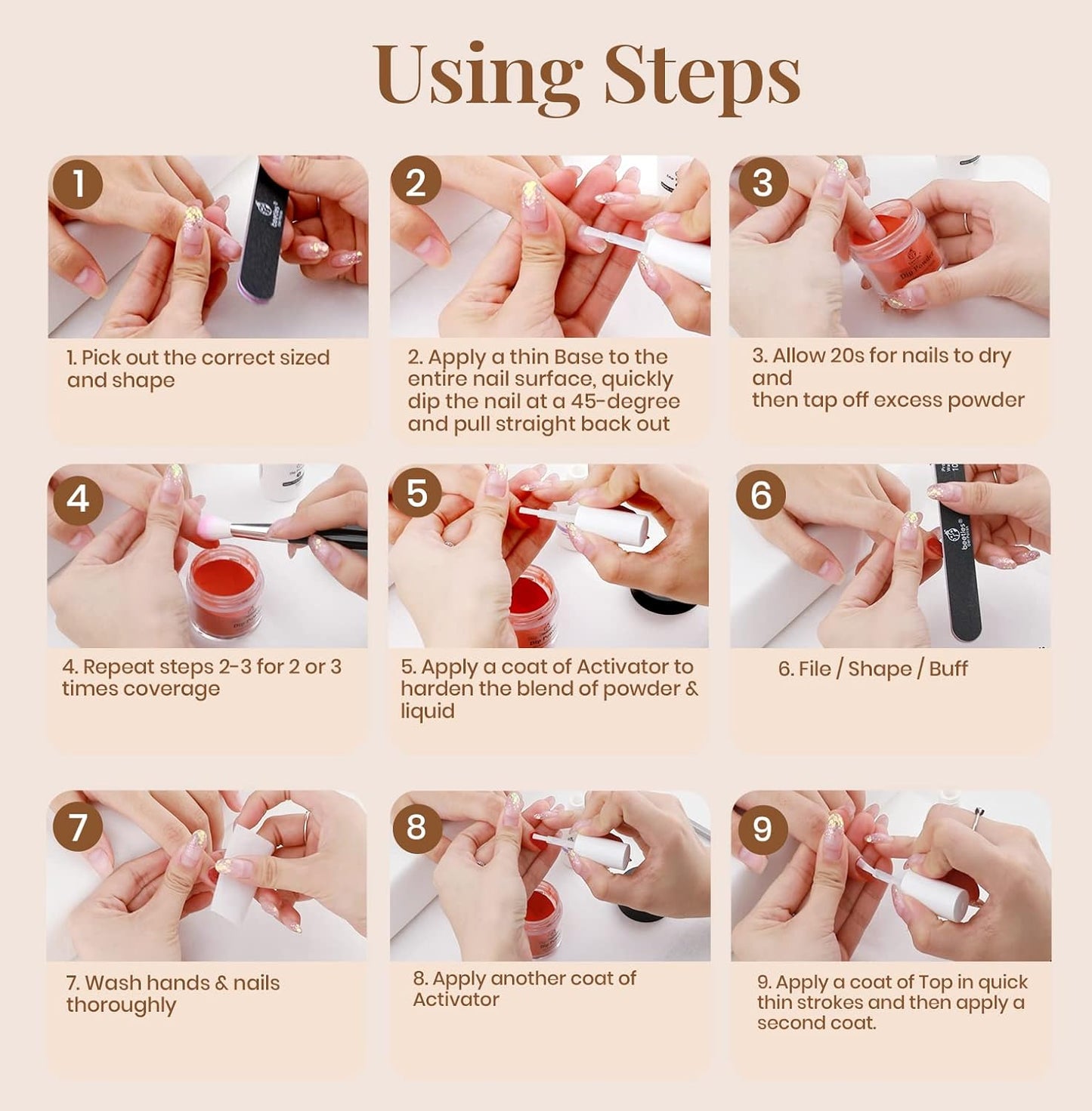 Beetles Dip Powder Liquid Set - 2 In 1 Dip Base & Top Coat and Activator, Dip Nail Liquid Set for Dipping Powders French Nail Design Dip Nail Kit Manicure Gift for Women, 0.51 fl.oz/Bot