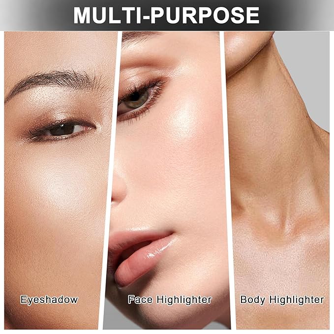 Face Highlighter Makeup Palette, Shimmer Glitter Diamond Sparkly Highlighters Makeup Palette Powder for Face Body Cheek Skin 03# Champagne Gold