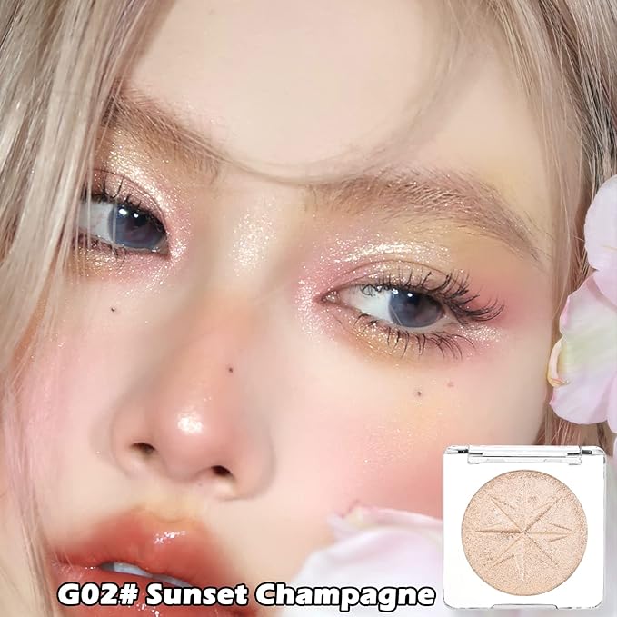 Erinde Pearl Shimmer Glitter Highlighter Highlight Makeup Contour Powder, Silver Highlighter Face Illuminator Highlighter, Highlighter Makeup iluminadores Illuminator for Face Body Cheek