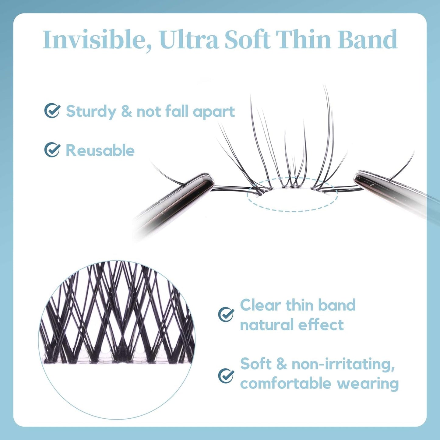 GAQQI Lash Clusters Natural Eyelash Clusters Invisible Band, 10-14mm Individual Lashes 120PCS, Cluster Eyelash Extensions C Curl, Wispy Cluster Lashes Ultra-thin & Soft Clear Band (MUSE)