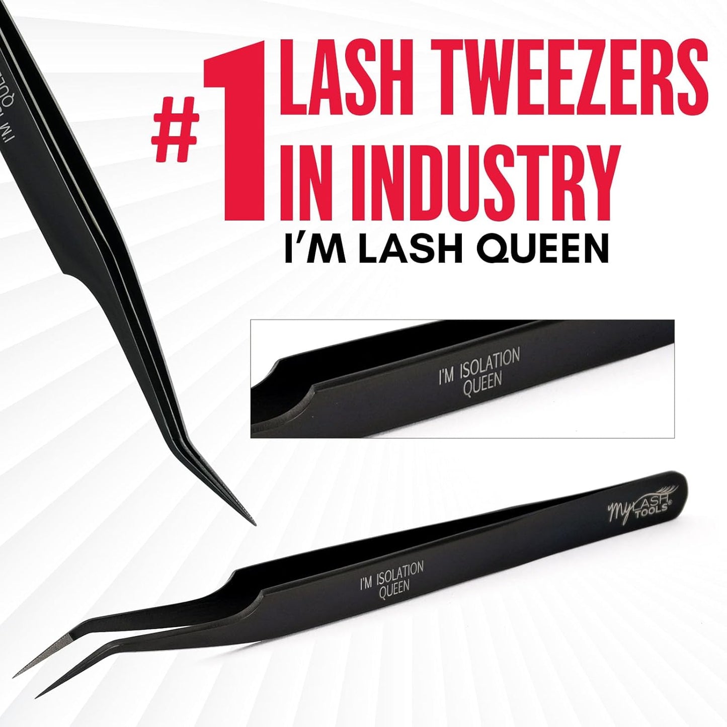 Isolation Tweezer Black Fiber Tip Lash Tweezer 12cm – Precision Stainless Steel Eyelash Extension Tool, Anti-Slip, Fine Tip for Lash Separation & Placement, Lash Artist Supplies
