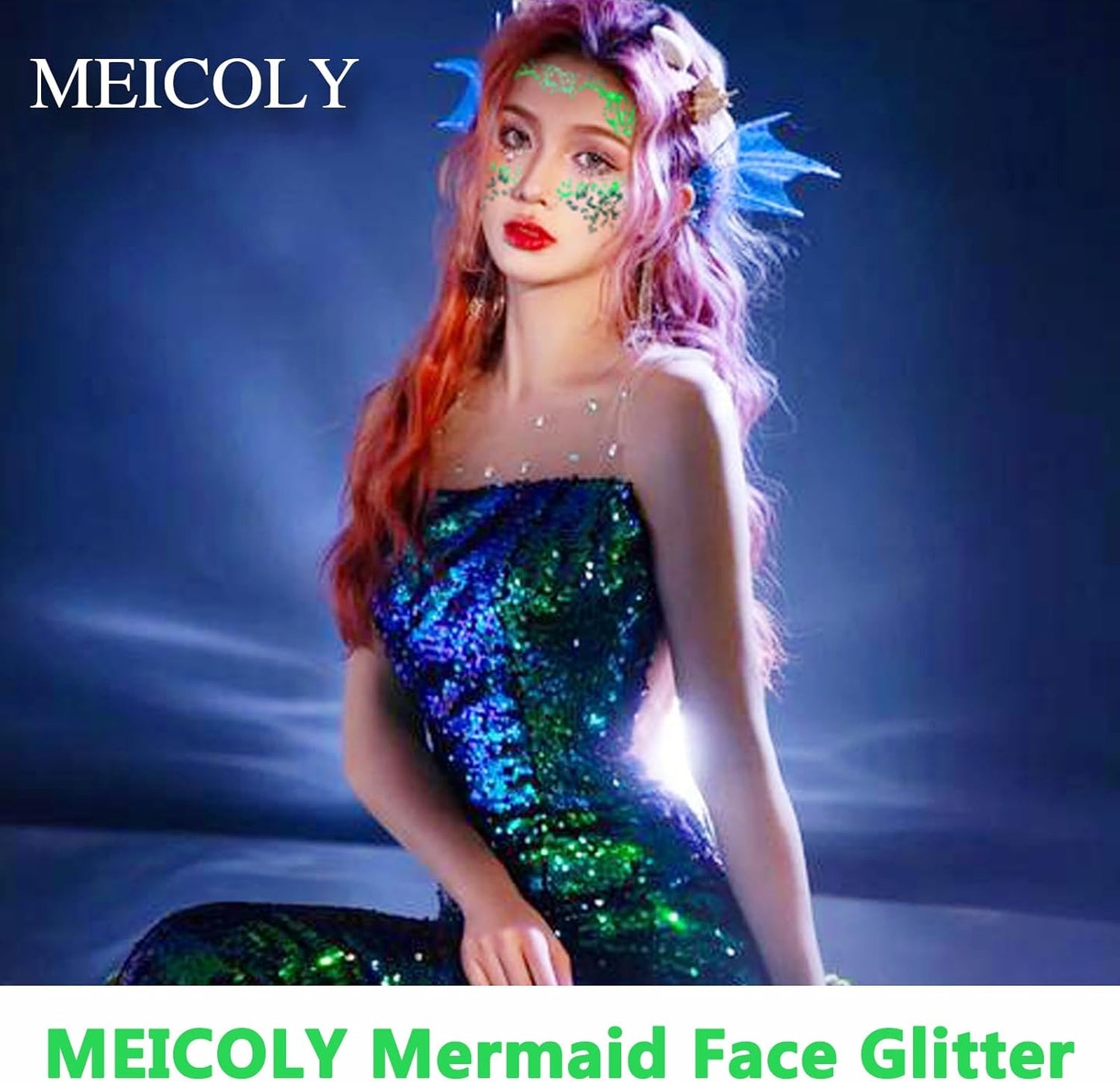 MEICOLY Green Face Body Glitter,St Patricks Day Accessories,Green Face Paint Glitter Gel Chunky Makeup,Sparkling Festival Rave Outfits for Women,Saint Patrick's Day Hair Alien Glitter