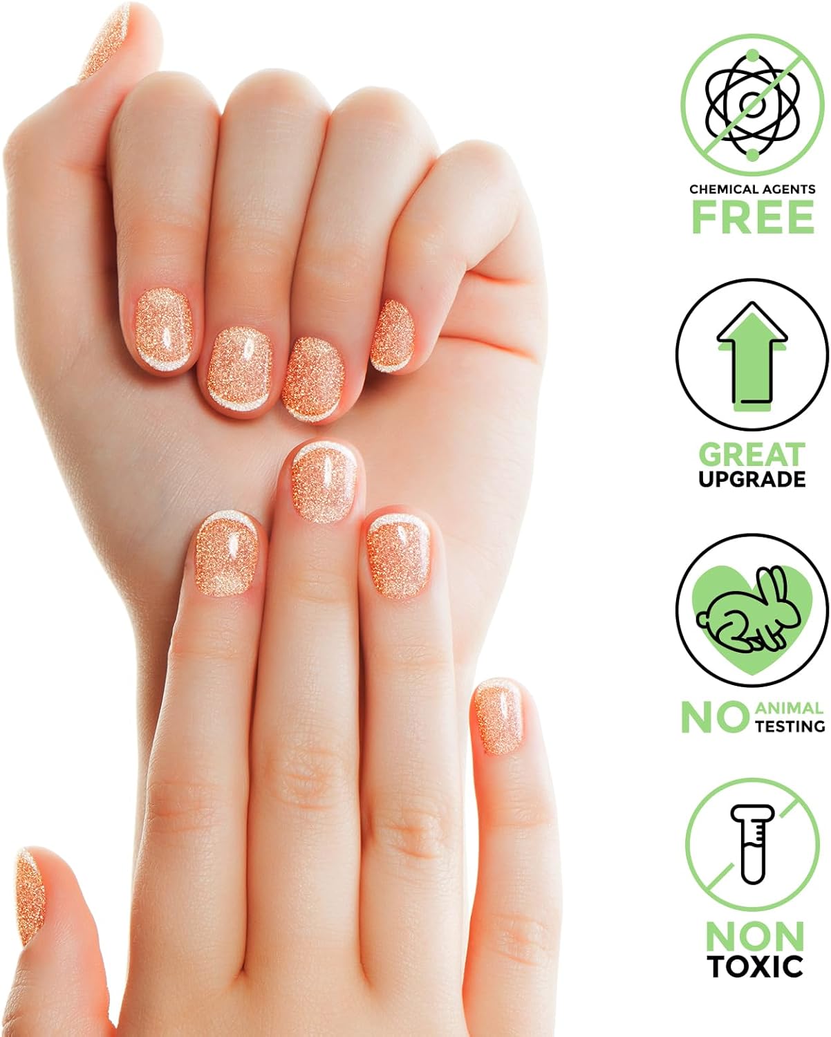 Gloss Nail Strips|Uv Free|22 Pcs,Gel Nail Stickers|Long Lasting Two Weeks and Easy to Apply&Remove|Golden Spot 1