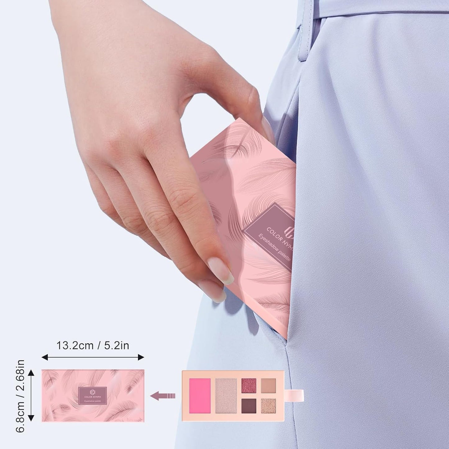 Color Nymph Small Makeup Palette Set for Face | Cosmetics Gift Set for Women & Girls | 12 Colors Eyeshadow, Blush, Highlighter, Contour Powder, Lip Gloss & Brush Kit | Travel-Friendly (Pink)