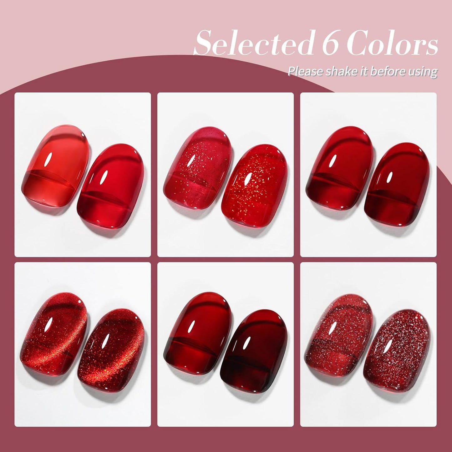 Born Pretty Jelly Burgundy Gel Nail Polish Halloween Ruby Blood Red Glitter Cat Magnetic Eye Gel Nail Polish Cherry Wine Red Gel Polish Collection Soak Off U v Led Gel Nail Kit Minicure DIY Gift 6PCS