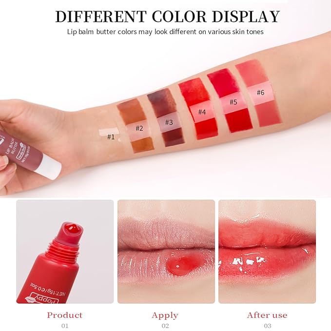 Lip Glowy Balm Butter Lip Balm Plumps Moisturizing Hydrating Lip Mask Repair Moisturizer Lips Care Lip Treatment for Dry Cracked Lip, Glossy Finish, Vegan Tinted Lip Balm Chapstick (#3 Brown Sugar)