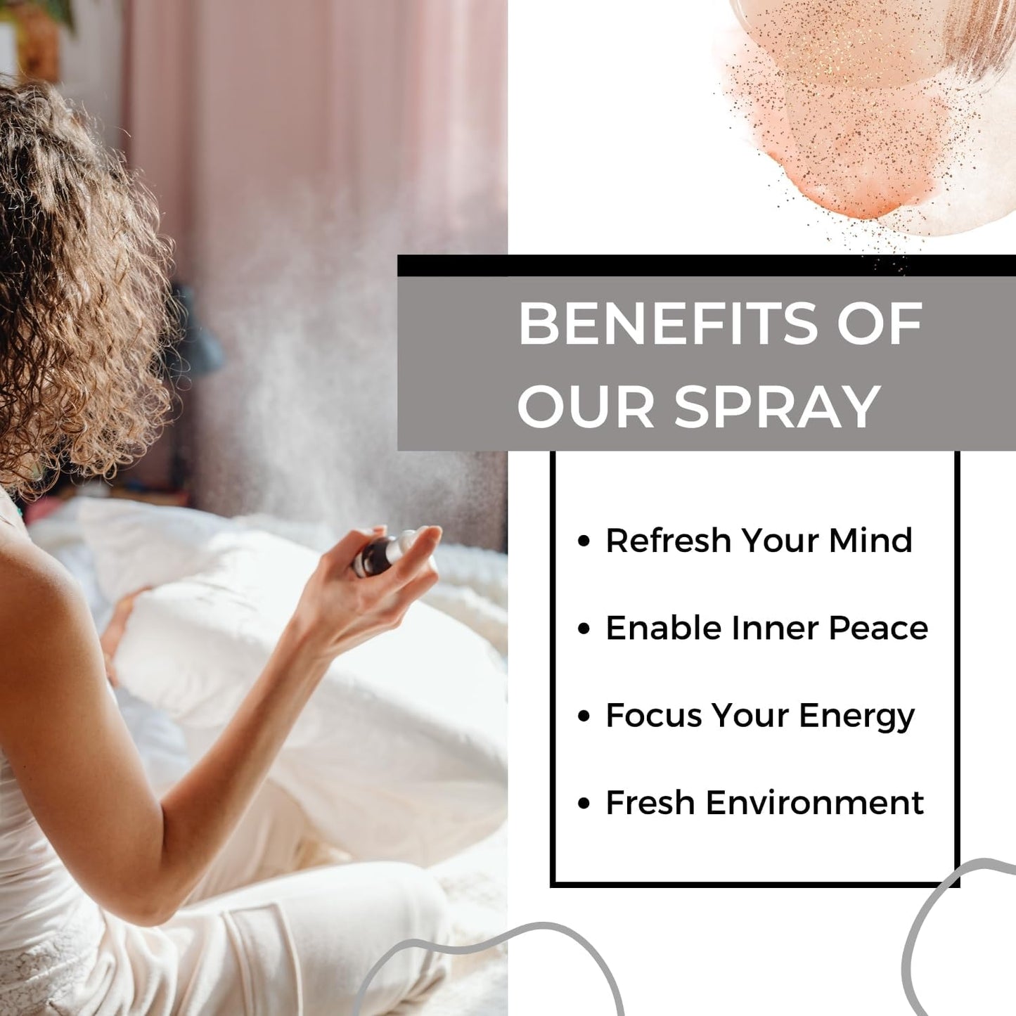 Benatu Jasmine Lemongrass Essential Oil Blend Spray for Body and Hair, Multi-Use Natural Scent Aromatherapy Room Mist for Pillow, Linen, Bedding, Fabric, Car 4 fl oz