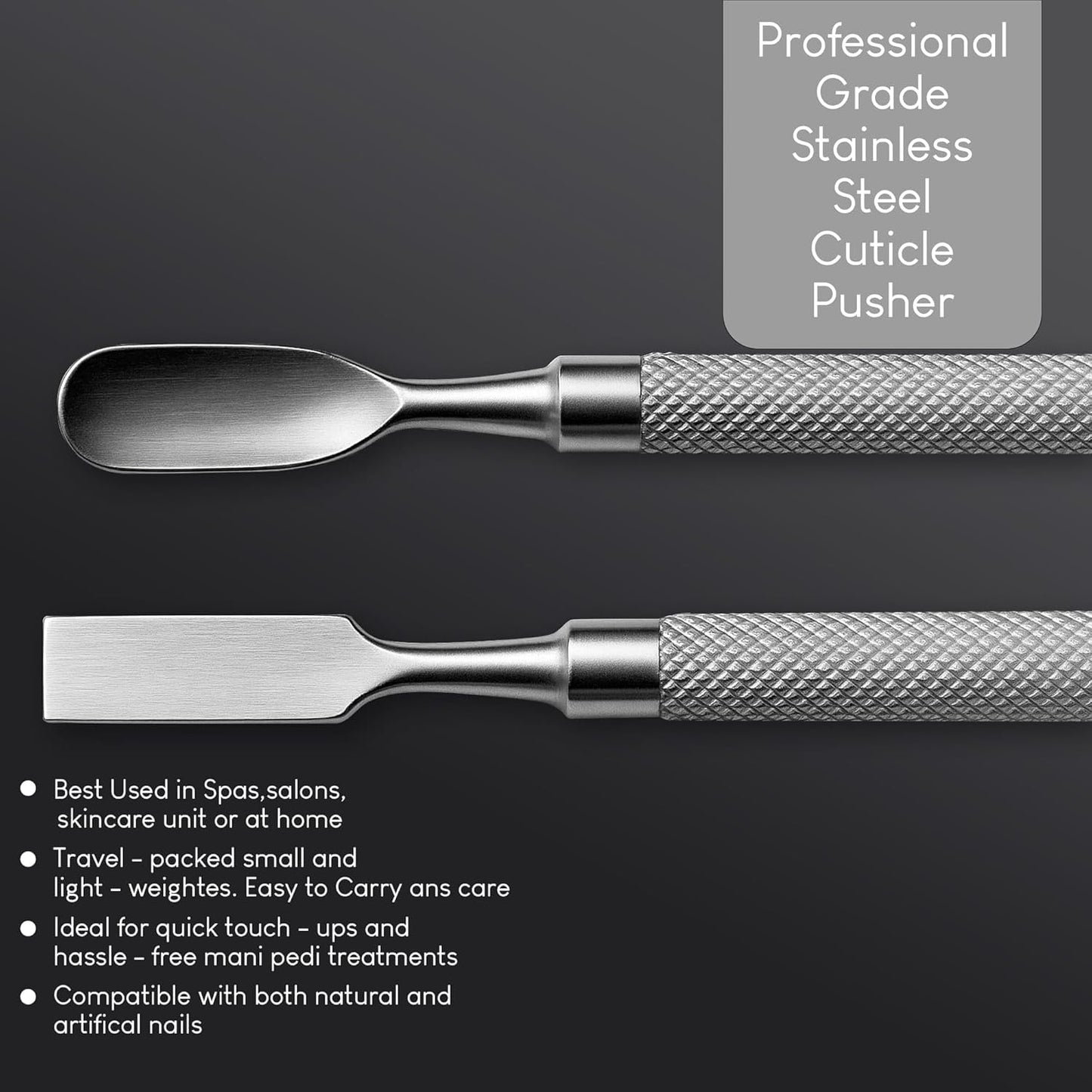 UM Supplies Cuticle Nipper with 2 Pushers and Nail Cutter 4 Pieces Travel Set + Storage Pouch, Stainless Steel Manicure Pedicure Tool for Nail Care Jaw 14 (5mm) Double Spring