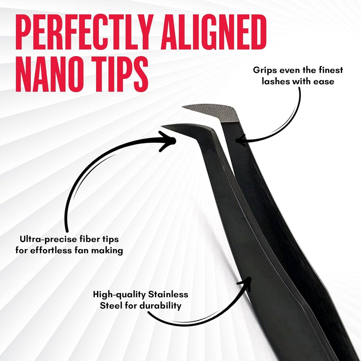 Mega Boot Volume Fiber Tip Lash Tweezer – GRIP BOSS, Non Slip Soft Grip, Professional Volume Eyelash Extension Tweezers, Lash Artist Tool (Black)