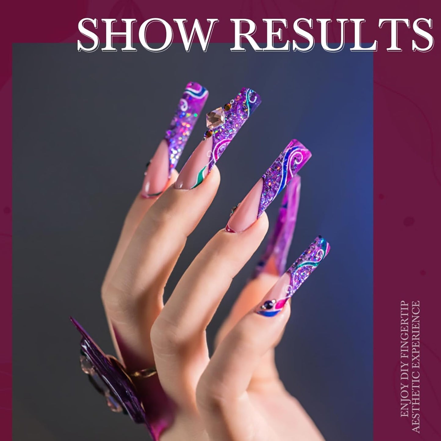 Ranrose 120PCS Extra Long Half Nail Tips,XXL Super Long Half Cover Deep C Curve False Nails 12 Sizes Tapered Square Press on Nails with Box