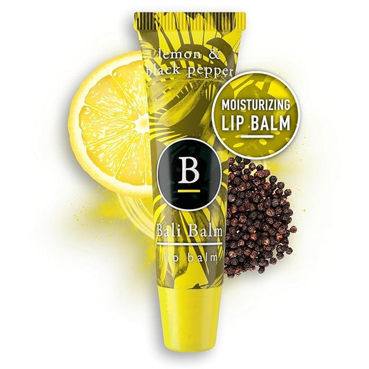 Moisturizing Lip Balm 0.50 Oz - Lemon & Black Pepper Flavour - Natural Lip Balm - Vegan and Beeswax-Free Formula - Hydrating Flavored Lip Balm - Shea Butter Enriched Formula