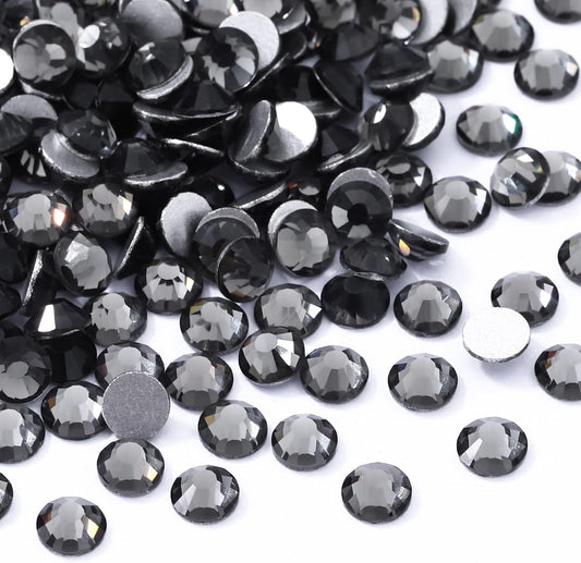 Gray Flatback Rhinestones, Glass Rhinestones for Nail Art and Craft, Glue Fix, Loose Crystal Gemstones(Gray, SS30, 288pcs, 6.4-6.6mm)