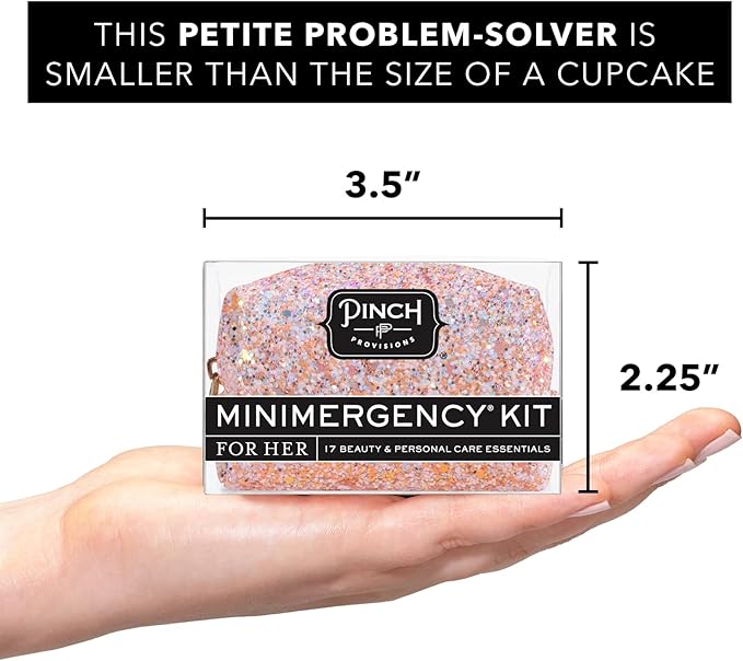 Pinch Provisions Rosé Minimergency Kit, includes 17 Travel-Sized Cosmetic Essentials, Convenient for Purses, Emergency Beauty Accessories, Gifts for Holiday’s & Birthday’s