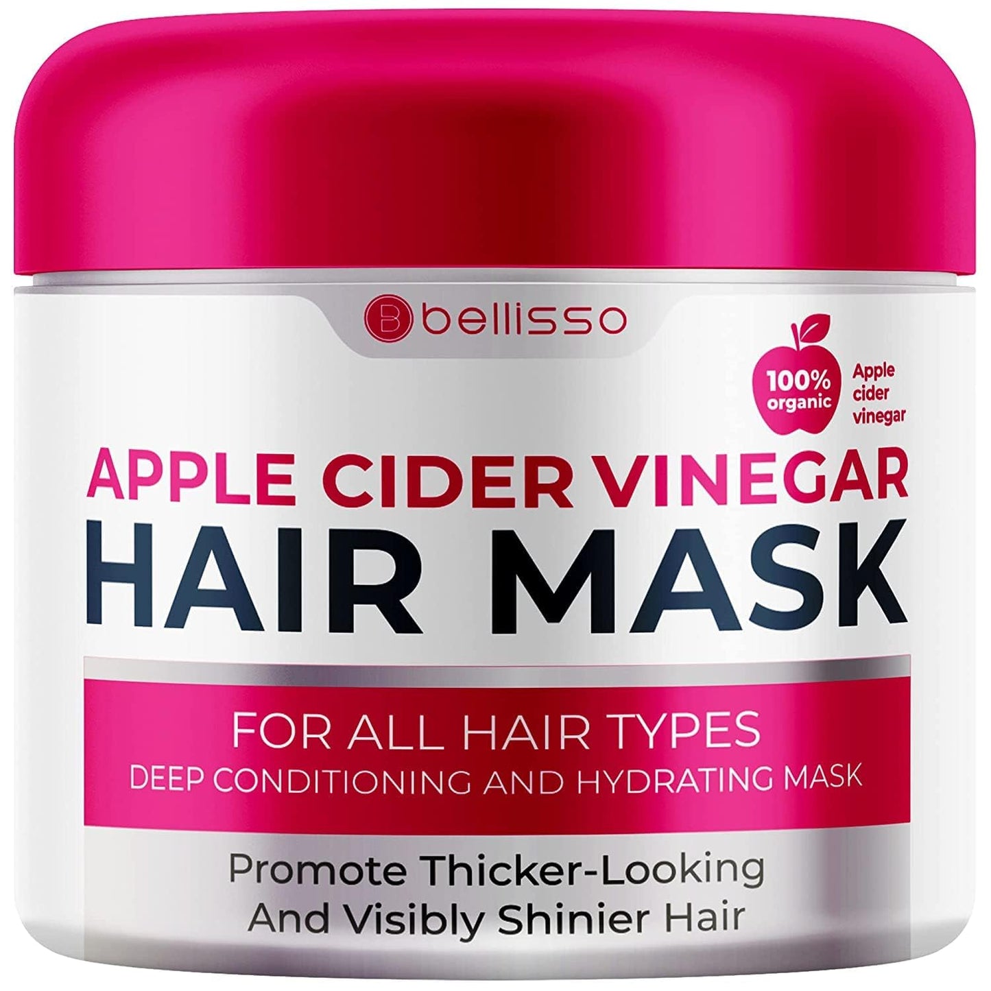 Apple Cider Vinegar Deep Conditioning Mask - Treatment for Dry Damaged Hair and Split End Repair - Sulfate Free Formula with Collagen, Keratin and Argan Oil - For Flaky Scalp and Dandruff Relief