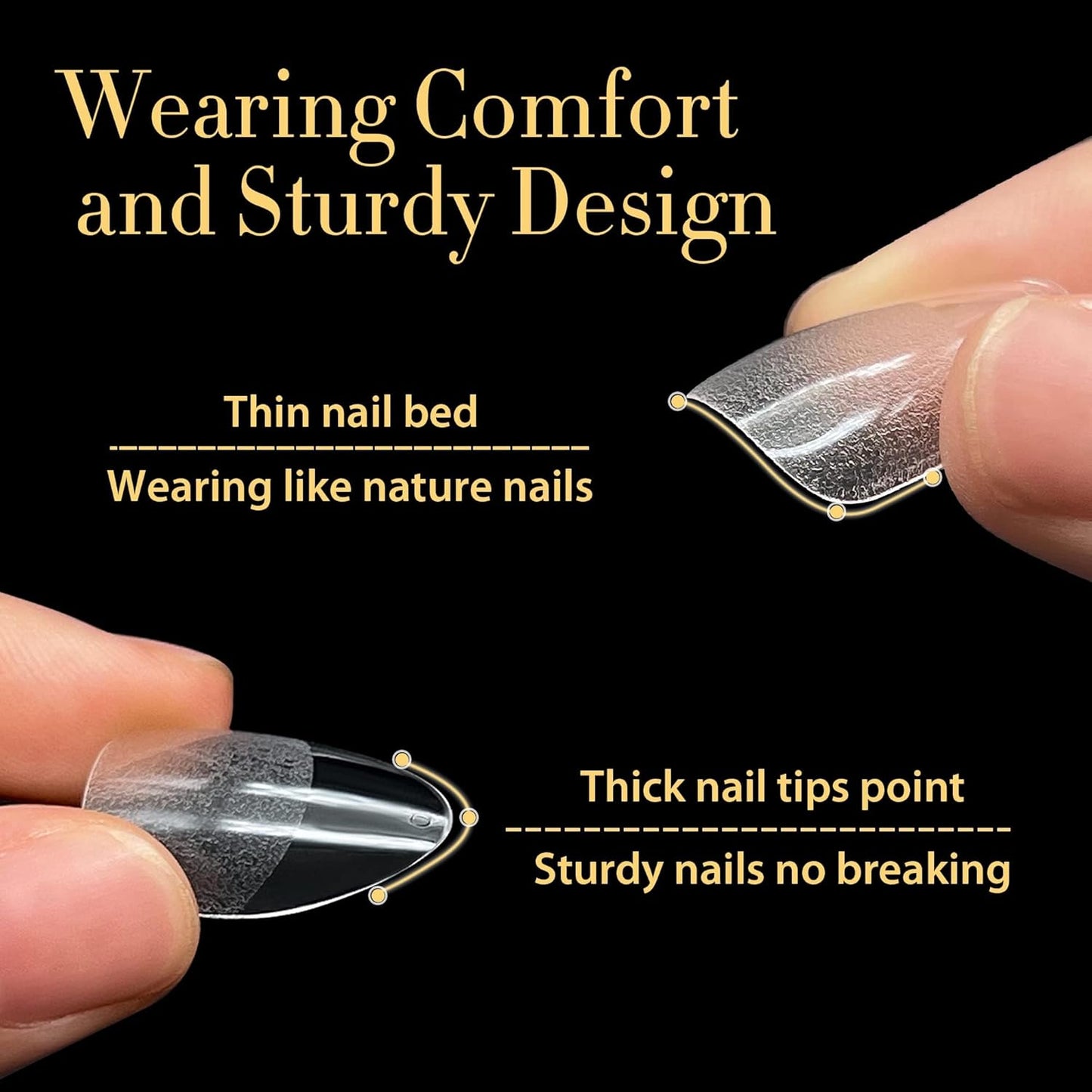 UNA GELLA 504Pcs Medium Pointed Almond Nail Tips, Pre-shape Almond Gel Nail Tips Half Matte Full Cover Acrylic Clear Press on Fake Nails Tips for Nail Extension Nail Art DIY Salon 12 Sizes