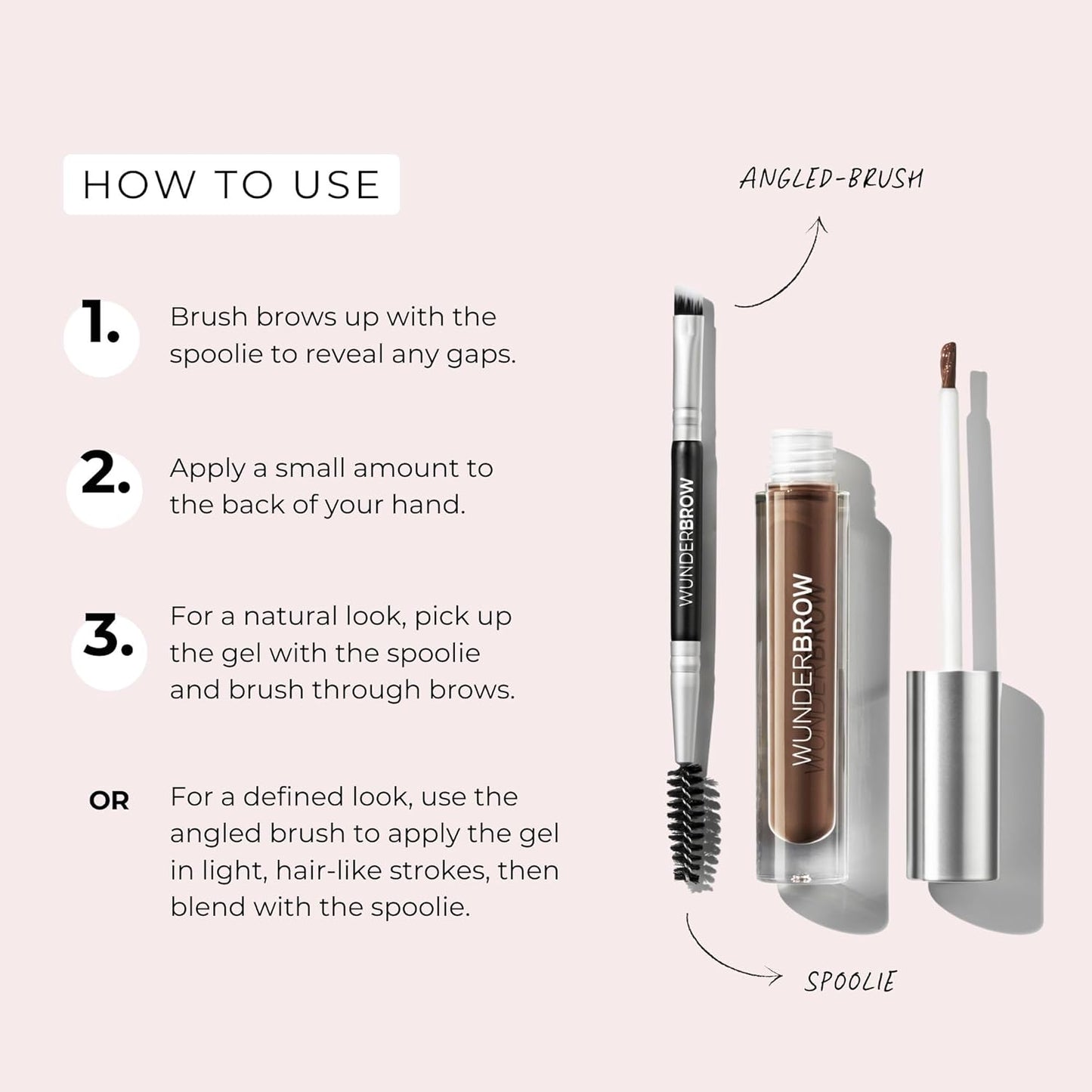 WUNDERBROW Eyebrow Gel, Waterproof, Smudgeproof, Lasts for Days, Shade: Jet Black, Vegan and Cruelty-Free