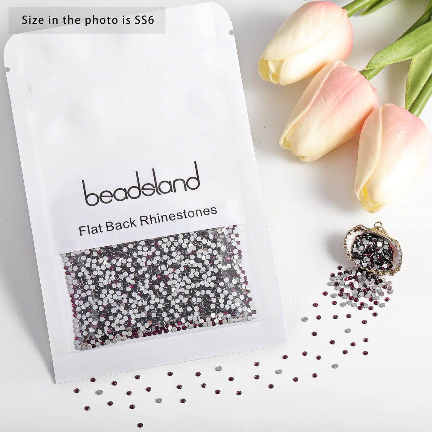 beadsland Flat Back Crystal Rhinestones Round Gems, Amethyst (1.9-2.0mm) SS6/1440pcs