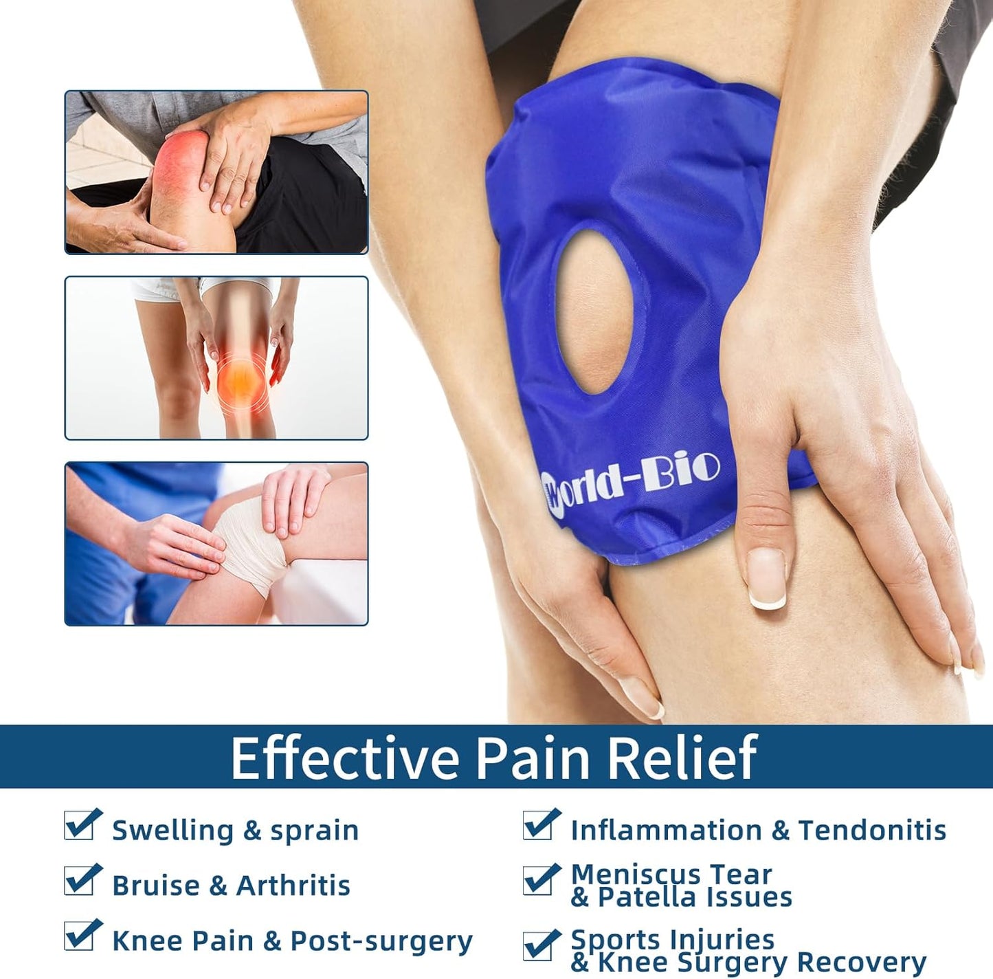 Reusable Knee Ice Pack Wrap, Ice Pack for Knee,Adjustable Cold Compress,Cold Therapy Gel Pads for Pain Relief, Arthritis,Surgery Recovery & Sports Injuries 11.5'' x 7''