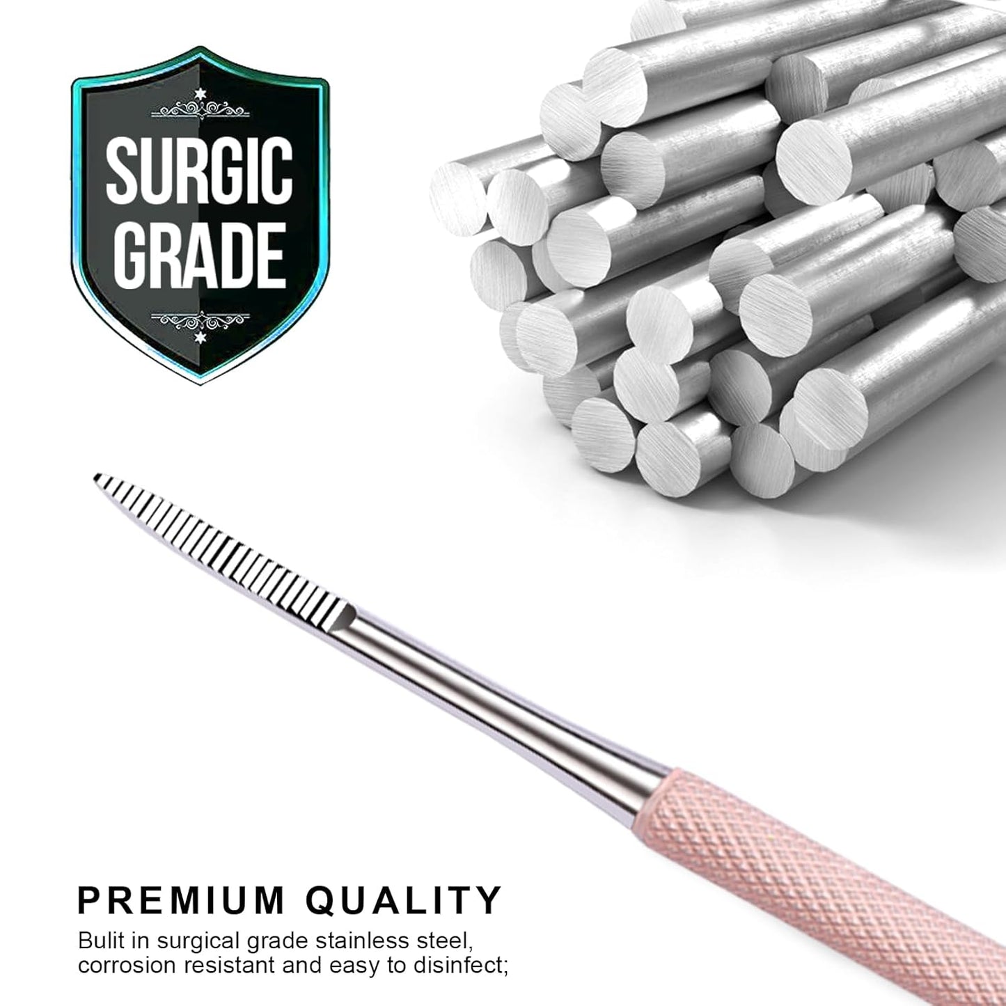 Teenitor Pedicure Tools for Feet, Toenail File and Lifters, Ingrown Toenail Removal Kit Pain Relief (Pink)