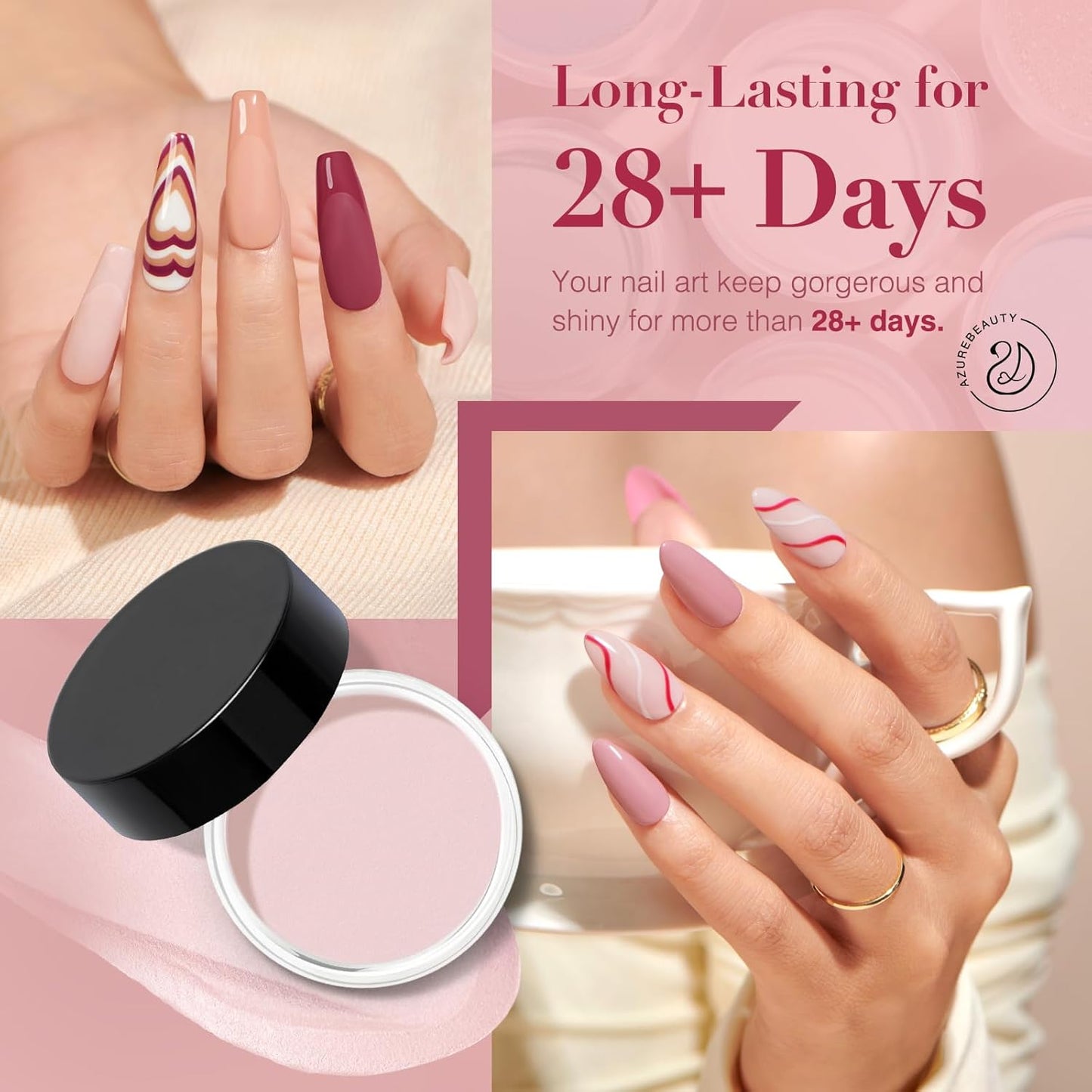 AZUREBEAUTY 31 Pcs Dip Powder Nail Kit Starter All Season 20 Colors Glitter Nude Gray Acrylic Nail Dip Powder System Essential Liquid Set for French Nails Art Manicure DIY Salon Gift for Women