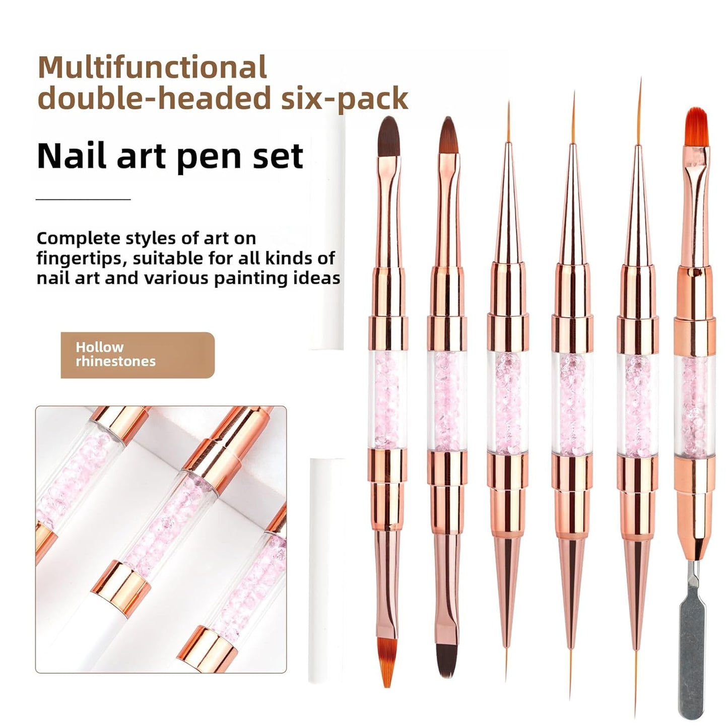 6pcs Double-Ended Nail Art Brushes Set - Professional Nail Design Tools for Acrylic & Gel Nails Gel Polish Art Nail Nail Dotting Brush Pen nail liner brush