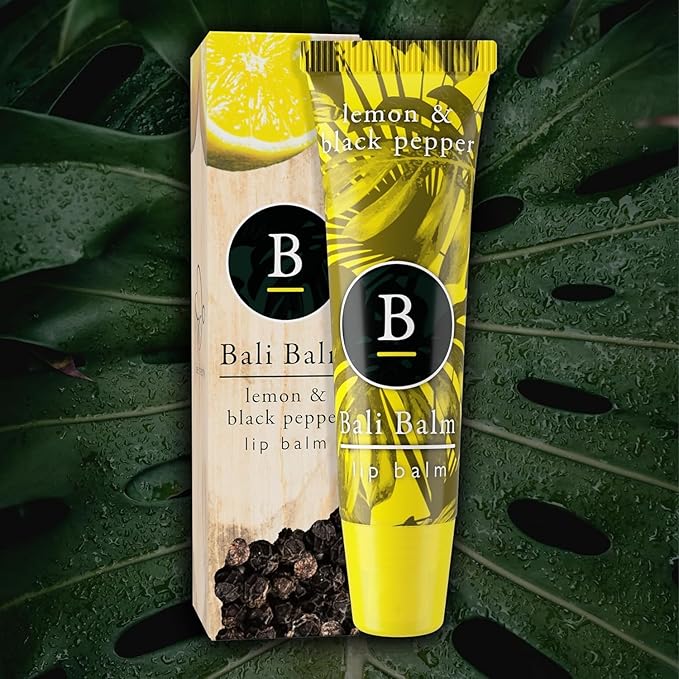 Moisturizing Lip Balm 0.50 Oz - Lemon & Black Pepper Flavour - Natural Lip Balm - Vegan and Beeswax-Free Formula - Hydrating Flavored Lip Balm - Shea Butter Enriched Formula