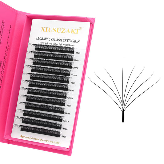 W Lash Extensions Supplies 8D Eyelash Extensions W Shape 0.07mm Thickness D Curl 10mm Premade Fans Easy Fan Lashes Volume Matte Black 12 Rows Crisscross Eye Lashes(W-8D-0.07-D,10mm)