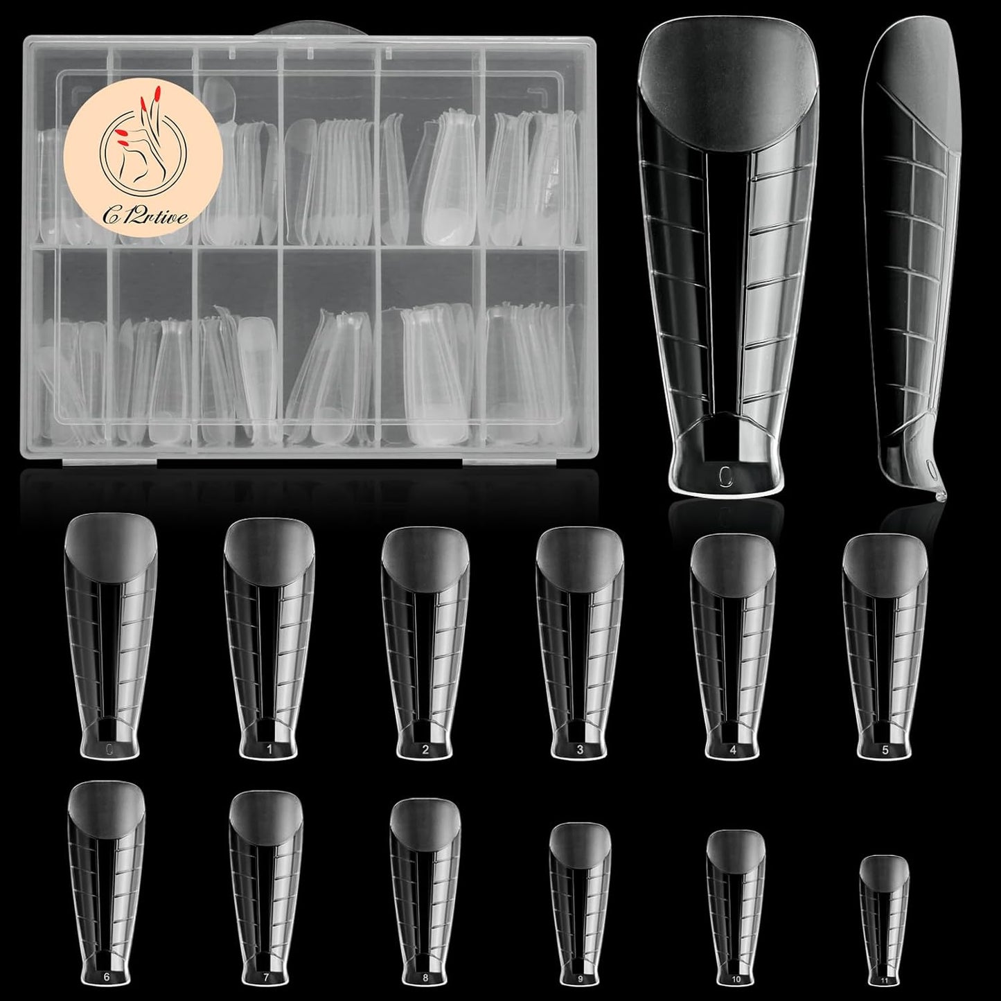 120Pcs Dual Nail Forms,T-Shape Extension Poly Nail Gel Nail Forms Full Cover Reusable Nail Molds 12 Sizes for Solid Nail Gel Glue Nail Art Design Salon&DIY