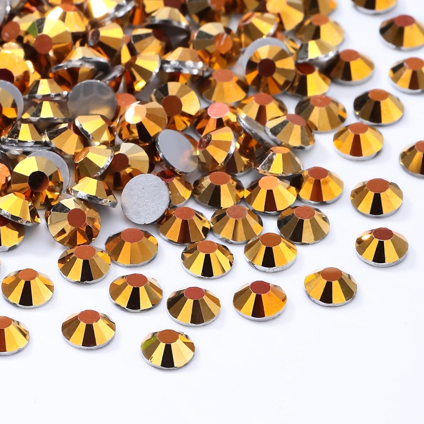 Gold Flatback Rhinestones, Glass Rhinestones for Nail Art and Craft, Glue Fix, Loose Crystal Gemstones(Gold, SS16, 1440pcs, 3.8-4.0mm)