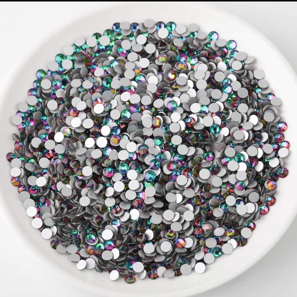 beadsland Flat Back Crystal Rhinestones Round Gems, Green Volcano (4.6-4.8mm) SS20/1440pcs