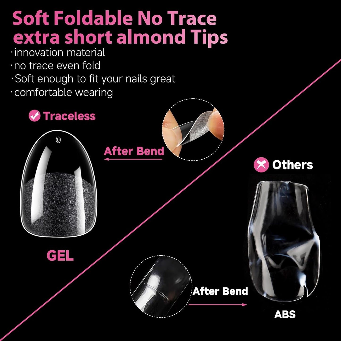 UNA GELLA Extra Short Almond Gel Nail Tips, 216 Pcs Pre-shape XS Almond Nail Tips Full Cover Press On Nails Half Matte Clear Fake Nails For Women Girl DIY Salon At Home 12 Sizes