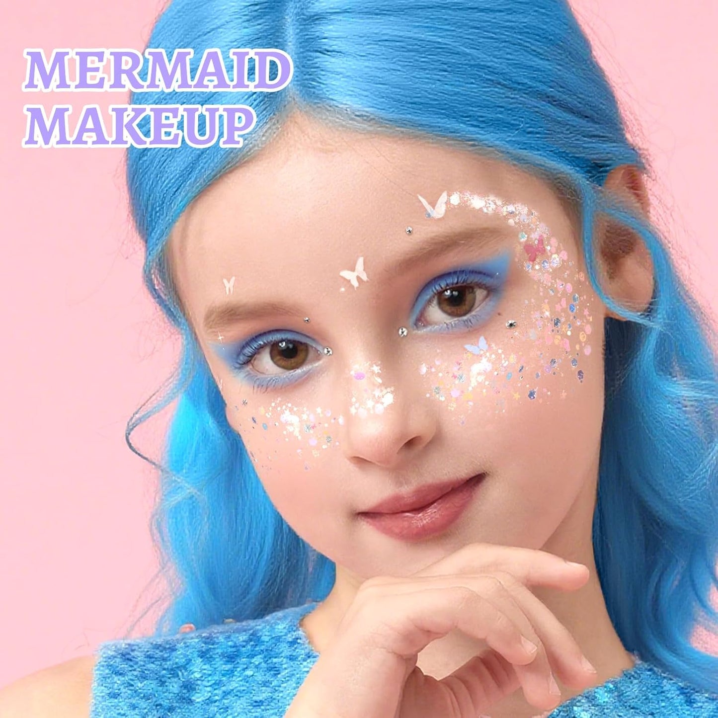 Teenitor Body Glitter Face Glitter Hair Glitter for Kids Women, 6 Colors Face, Body Hair Glitter Gel, Makeup Glitter for Halloween, Mermaid Makeup, Festival Birthday Party