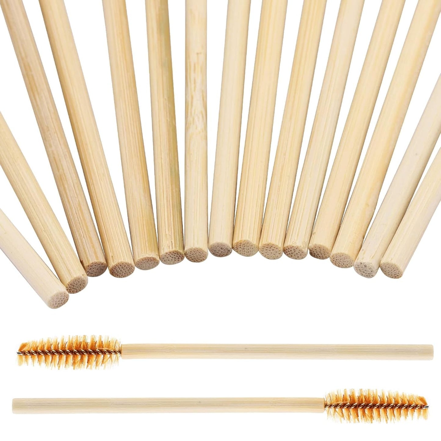 Tbestmax 300 Disposable Mascara Wands Eyelash Brush Spoolies for Eye Lash Extension Eyebrow Bamboo Stick Brown