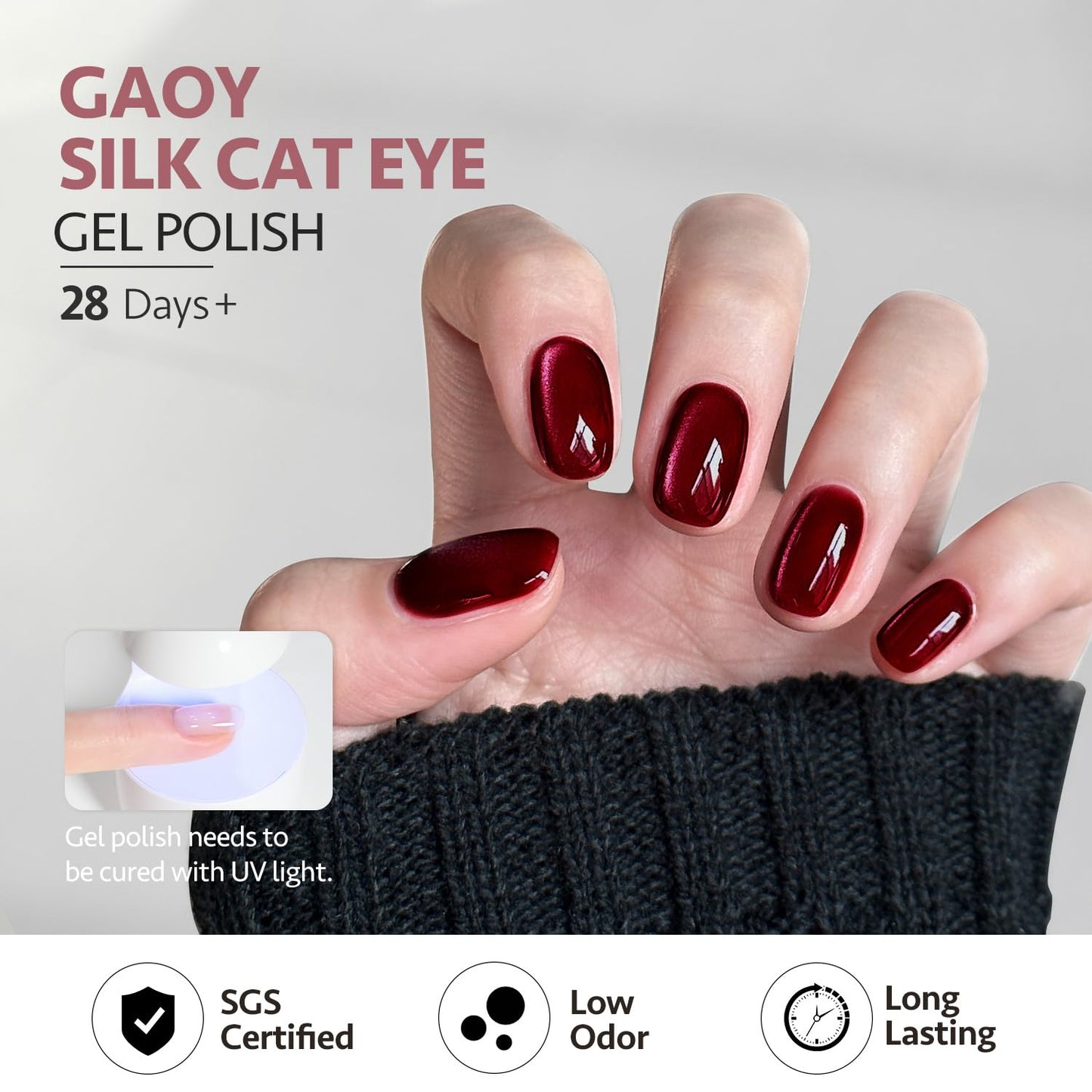 GAOY Dream World Glitter Red Cat Eye Gel Nail Polish Set with Magnet for Pink Blue Holographic Cat Eye, Salon Gel Manicure and Nail Art DIY at Home
