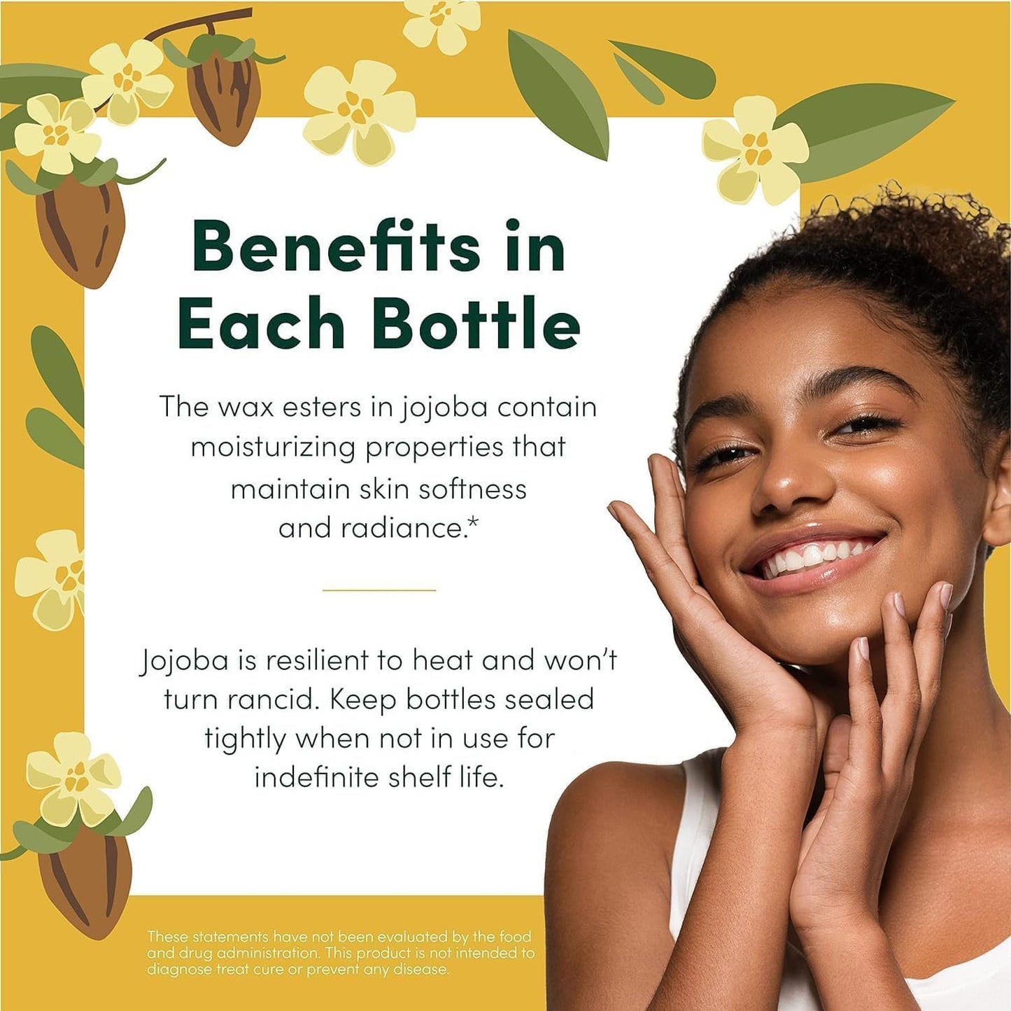 HobaCare Unrefined Jojoba Oil for Skin Care, Hair, Beard Conditioning, Scalp Massage - 100% Pure Carrier Oil for Perfume or Soap Making - Natural, Vegan, Hexane Free, Long Shelf Life (32 oz)