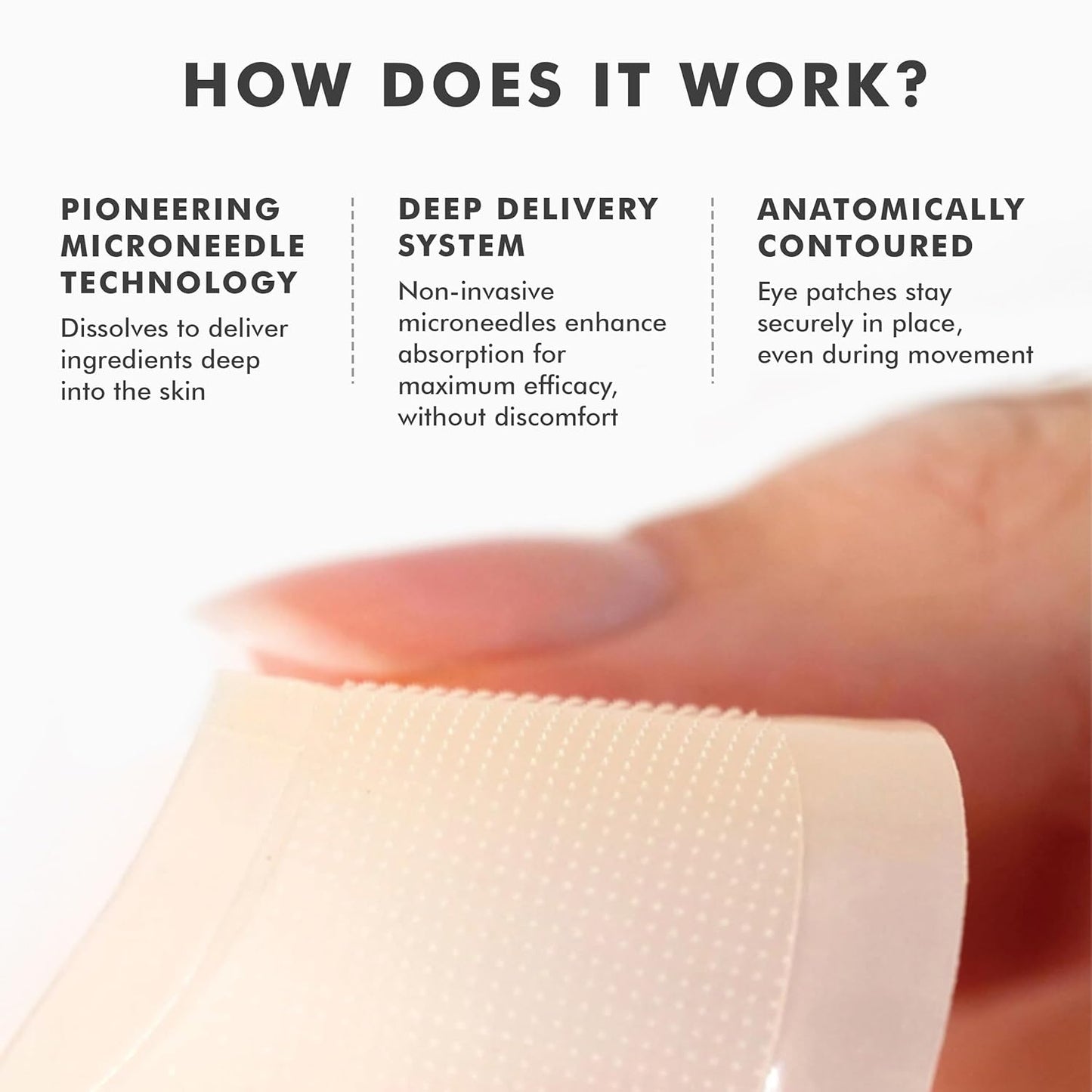 skyn ICELAND Dissolving Microneedle Under Eye Patches with 39% Hyaluronic Acid and Peptides, No Slip Overnight Eye Mask for Fine Lines, Wrinkles and Firming, Vegan, All Skin Types, 8 Pairs