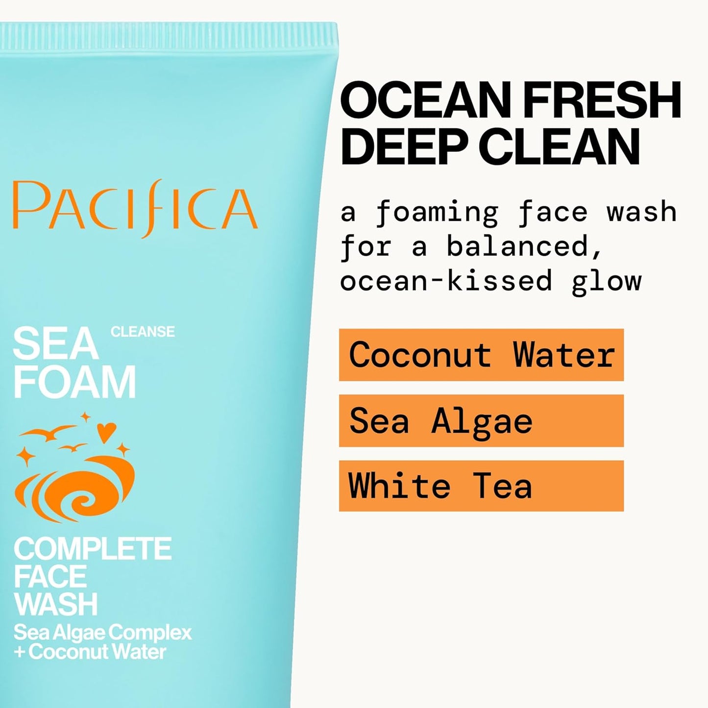 Pacifica Face Wash - Sea Foam Mini Travel Size, Skincare, Daily Gentle Foaming Cleanser, Makeup Remover, Face Cleanser, Skin Care, For Combination and Oily Skin, Vegan, 1.4 fl oz (1 Count)