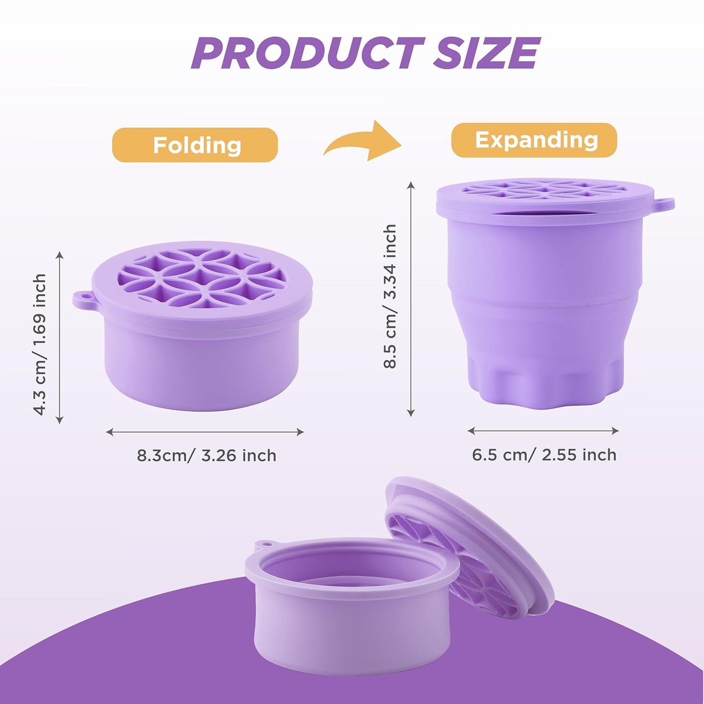Makeup Brush Cleaner - Foldable Silicone Makeup Brush Cleaner Mat with Brush Storage Holder Makeup Brush Cleaning Bowl Cosmetic Brush Washing Tool for Cleaning Organizer and Drying (Purple)