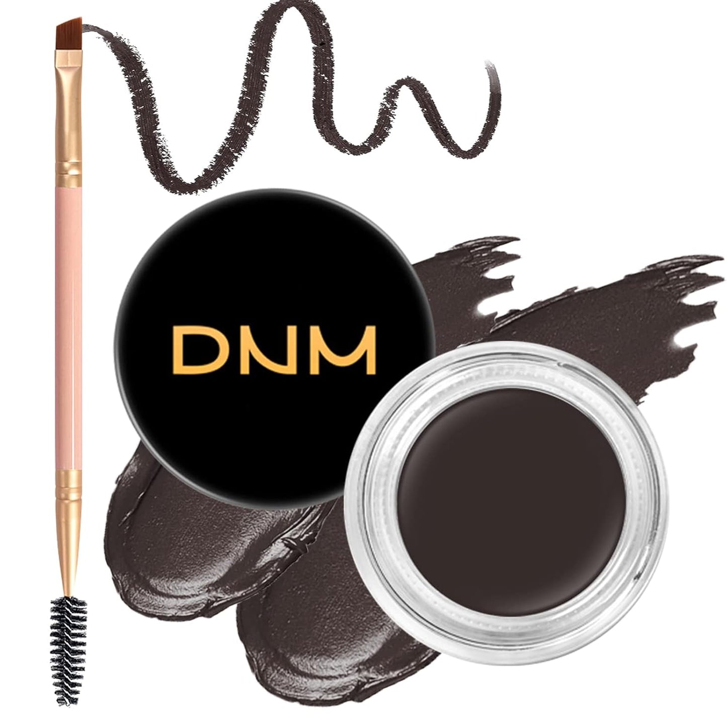 Eyebrow Pomade Kit with Dual-ended Eyebrow Brush, Water and Stain Resistant High Pigment Pomade, Corrects Brow Imperfections for Natural Long-lasting Brow Makeup (01# Ebony)