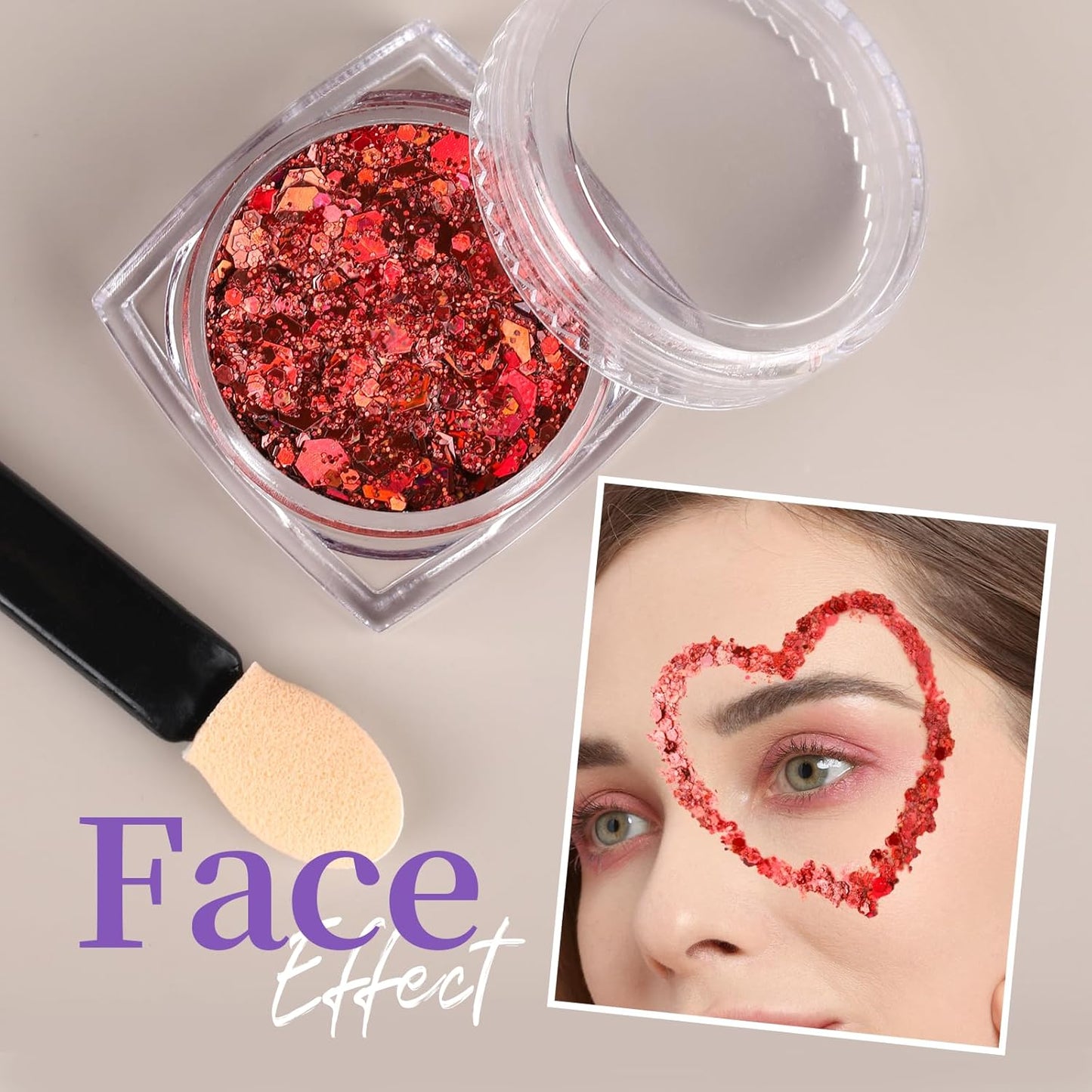 Teenitor Body Glitter Face Glitter Hair Glitter for Kids Women, 6 Colors Face, Body Hair Glitter Gel, Makeup Glitter for Halloween, Mermaid Makeup, Festival Birthday Party