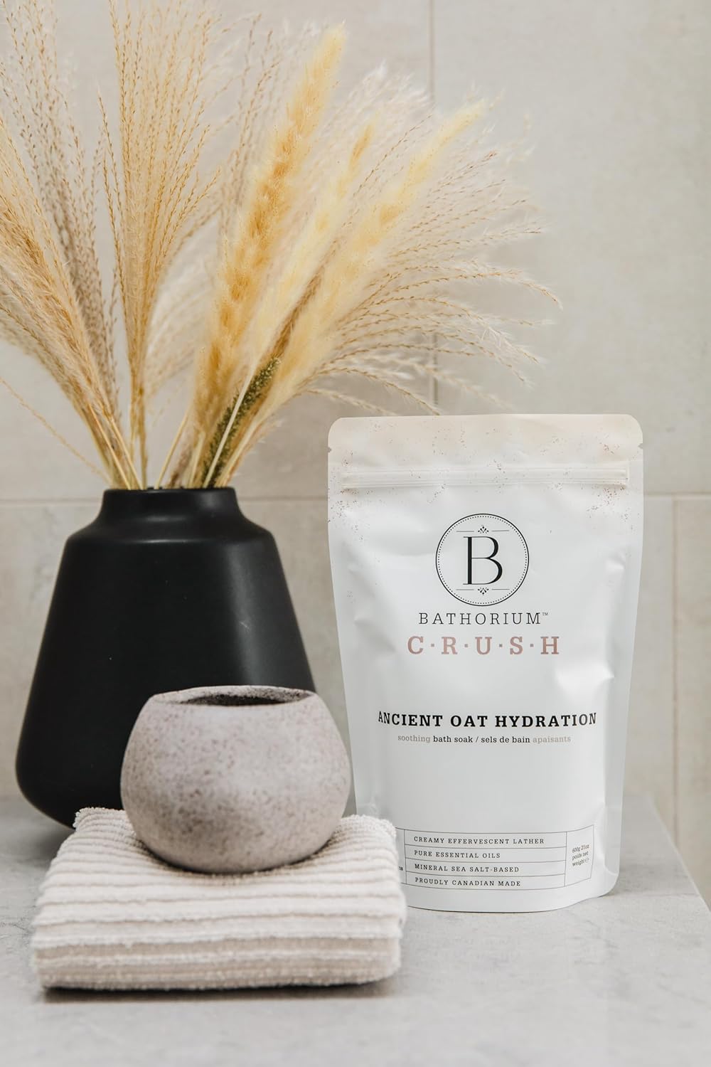 Bathorium Ancient Oat Hydration Crush, Mineral Sea Salt Bath Soak, Skin-Soothing Colloidal Oats, Light Floral Fragrance, pH-Balanced, Approximately 5 Soaks, 21 oz